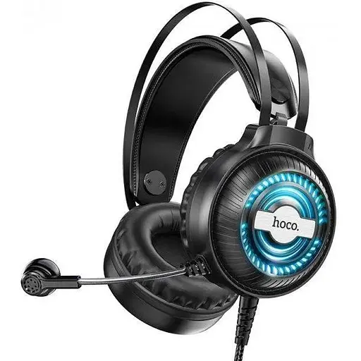 Проводные наушники Hoco W101  Streamer gaming headphones 2.4m, 3.5mm, USB, LED black