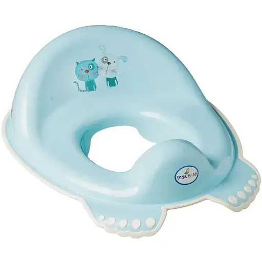 Накладка детская мягкая антискользящая на сиденье унитаза Tega Baby Dog&Cat light blue - фото 1