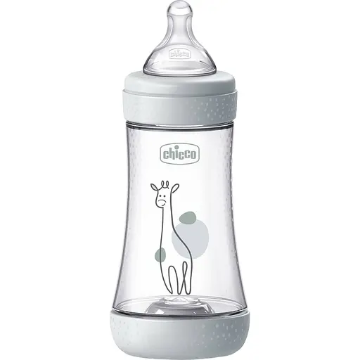 Бутылка для кормления Chicco Perfect 5 пластиковая с силиконовой соской 2+ месяца серый 240 мл (20223.32.40) - фото 1