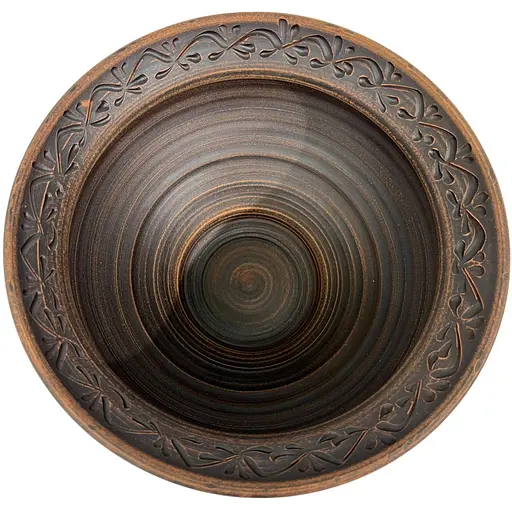 Миска для варечников скорлупа 2 л высота 9 см диаметр 24 см молоченная керамика Декор - Украинская глиняная посуда - фото 3