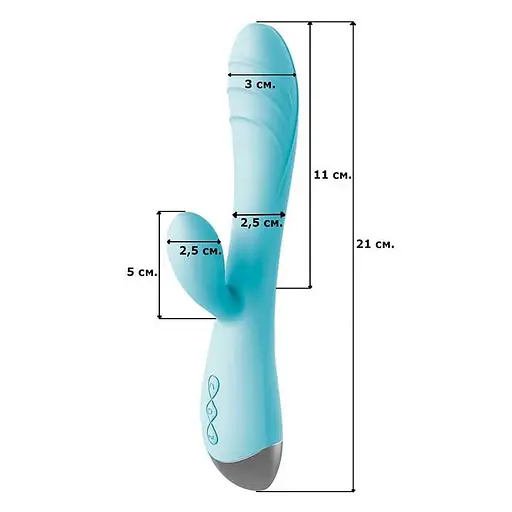 Смарт вибратор-кролик с USB зарядкой 21 см для клитора и точки G  Голубой - фото 7