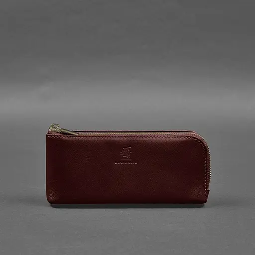 Кожаный портмоне-купюрник на молнии 14.0 бордовый - фото 8