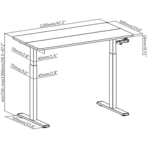 Стол компьютерный 2E СЕ120B-MECHANIC с регулировкой высоты - фото 6