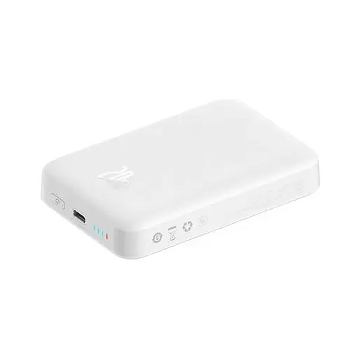 Магнітний портативний павербанк Baseus Magnetic 20W 10000mAh з бездротовою зарядкою для iPhone білий - фото 2