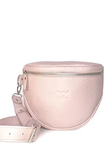 Шкіряна сумка поясна-кроссбоді Vacation пудровая флотар - фото 2