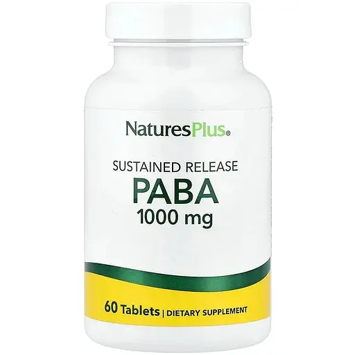 Пара-аминобензойная кислота Natures Plus PABA 1000 mg Sustained Release, 60 таблеток - фото 1