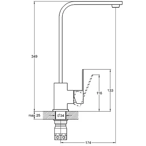 Змішувач для кухні TROYA GOF4-A095 нержавіюча сталь 30412 - фото 3