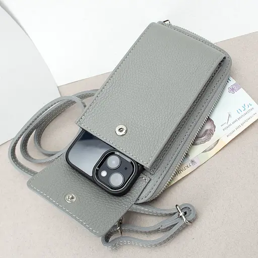 Гаманець з чохлом для телефону з ручкою на плече Virginia Conti 03047 сірий - фото 2