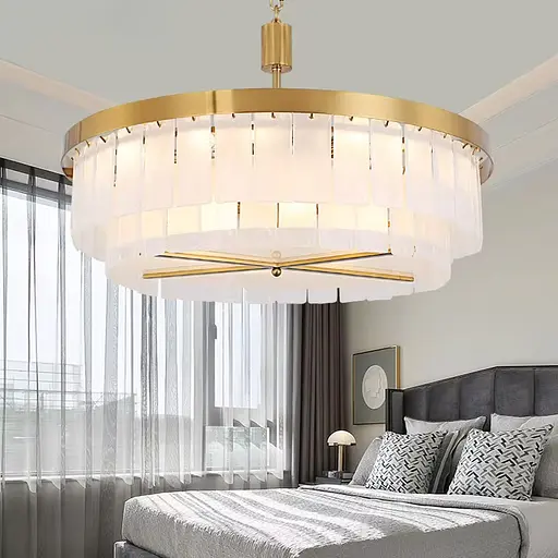 Подвесная люстра с акриловыми матовыми пластинами в 2-х размерах Ст. MJ 221 AB | Line F - фото 1