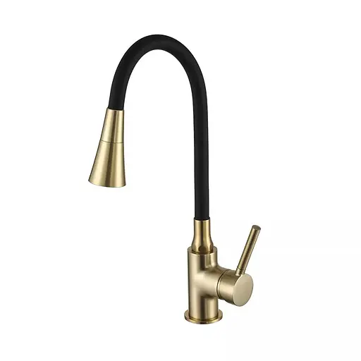 Смеситель для кухни Frap с гибким изливом аэратор 2 режима F4044-3 Золотой - фото 1
