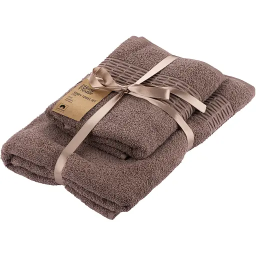 Набор полотенец махровых Ardesto Lotus 50х90 см 70х140 см 2 шт. 100% хлопок какао (ART2357CA)  - фото 1