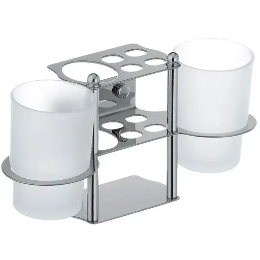 Підставка для щіток і пасти з двома склянками Zerix LR103 ZX2632 хром - фото 1