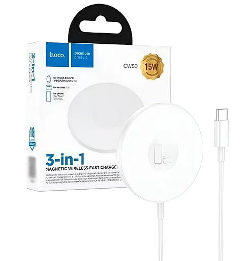 Бездротовий зарядний пристрій Hoco CW50 Fast 3 в 1 MagSafe 15W - фото 4