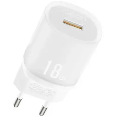 Зарядний пристрій адаптер живлення мікро XO L157 18 W 1 USB-A блок білий - фото 1