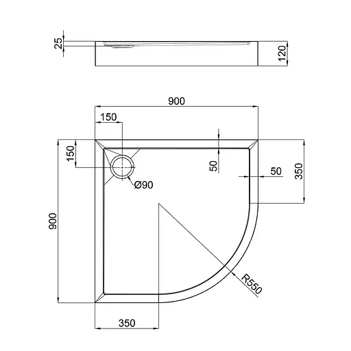 Душевой поддон Qtap Robin 309912C 90x90x12 см + сифон Белый - фото 2