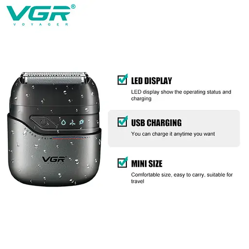 Електробритва шейвер VGR V-379 подвійне лезо триммер водонепроникний з дорожньою сумкою - фото 4