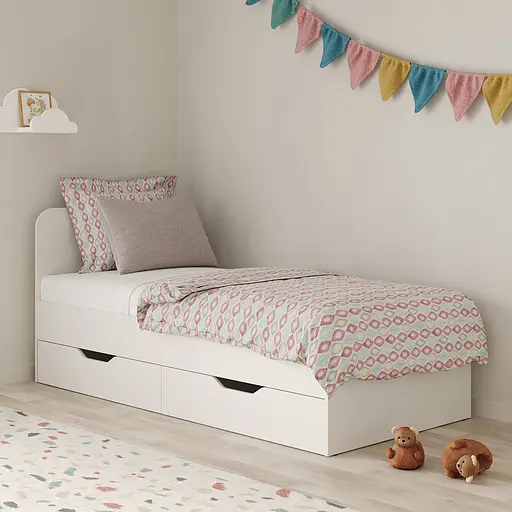 Кровать односпальная MebelStar Лилу с ящиками 90x200 см Аляска белый (MBS-1303)