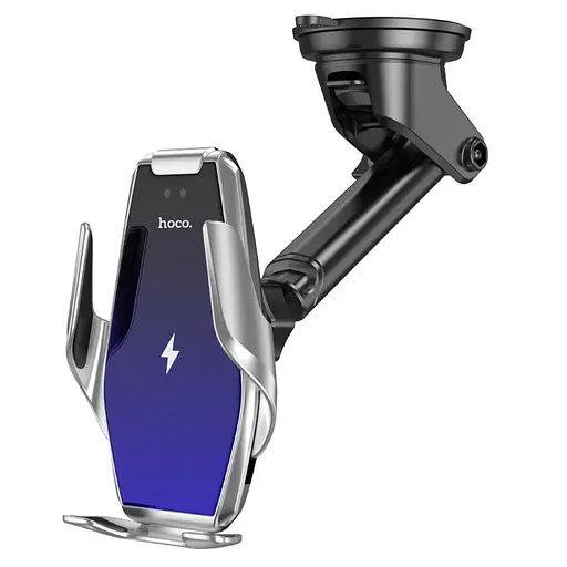 Автодержатель с беспроводной зарядкой Hoco S14 Plus Wireless серебристый - фото 5