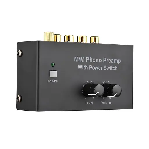 M/M Phono Preamp с переключателем питания Ультракомпактный предварительный усилитель с регулятором уровня и громкости вход RCA - фото 3