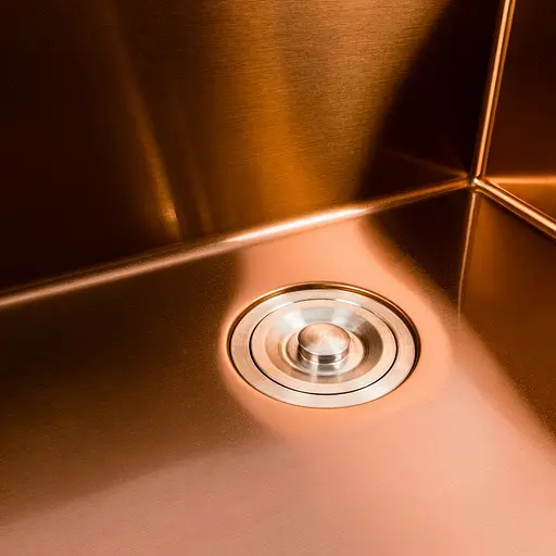 Кухонна мийка Platinum Handmade PVD мідь 500x500x220 (3,0/1,5 мм корзина та дозатор в комплекті), Теплый закат - фото 8