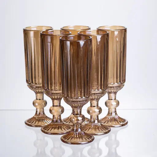 Набор бокалов для шампанского 6 штук по 160 мл янтарный HP-19-244 прозрачный бокал для игристого вина Yiwu HP-19-244 - фото 1