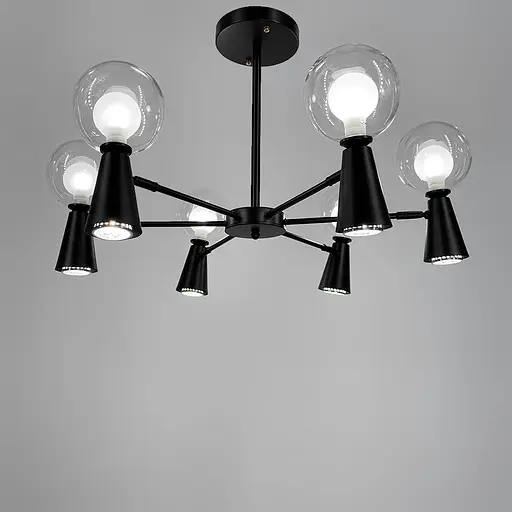 Чорна люстра ABELINA з 6-ма подвійними плафонами на 2 джерела світла Line.F YG 8006/6+6 BK - фото 3