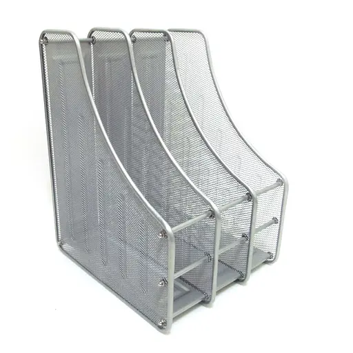 Лоток для бумаги металлический вертикальный Сетка, 3 секции, серебро