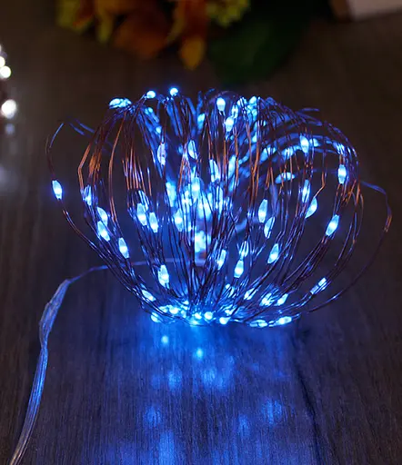 Гирлянда Роса Нить 100 LED на батарейках 10 м Синий - фото 2