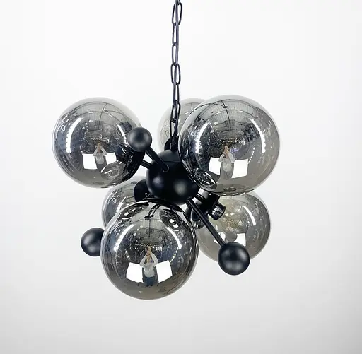 Підвісна люстра у чорному каркасі з графітовими плафонами Line.F 0666/6 BK+GR - фото 3