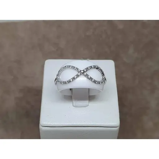 Серебряное кольцо Aurora с керамикой и фианитами. С1161Б 18 - фото 4