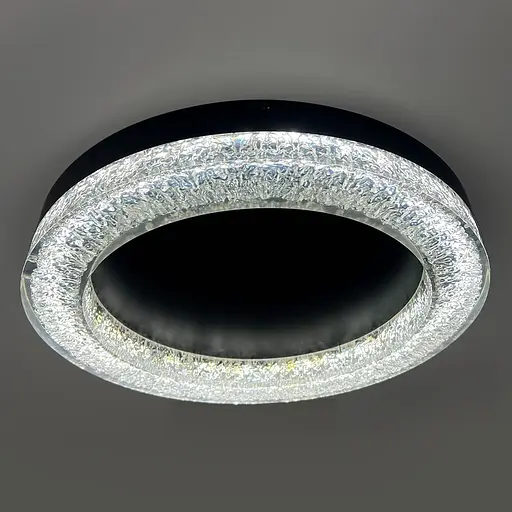 Стельовий чорний світильник із текстурною акриловим розсіювачем Ø 57 см | Line F | Арт. MJ316-600 BK+CL - фото 1