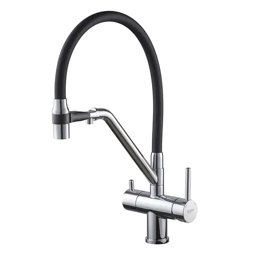 Смеситель для кухни на две воды с гибким изливом Koer KB-72006-01 KR3379 Хром - фото 1