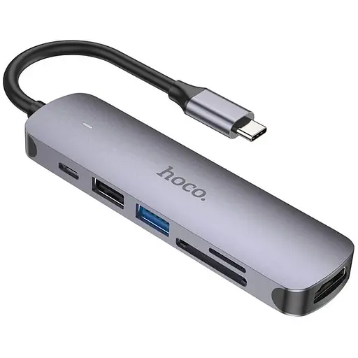 Переходник хаб адаптер Hoco HB28 Multi-function 6-в-1 (адаптер Type-C - на 6 выходов)