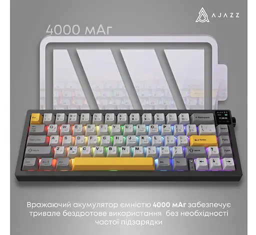 Клавиатура игровая механическая беспроводная Ajazz AK-650B Black RGB Flying Fish Switch Hot-Swap 2.4G/Bluetooth/USB - фото 14