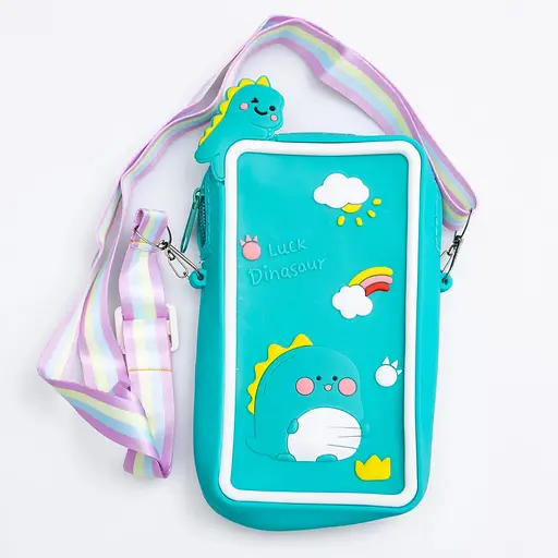 Сумочка-футляр для телефону Luck Dinosaur силіконова на блискавці 17х10х3 см бірюзовий  55-20GR - фото 3