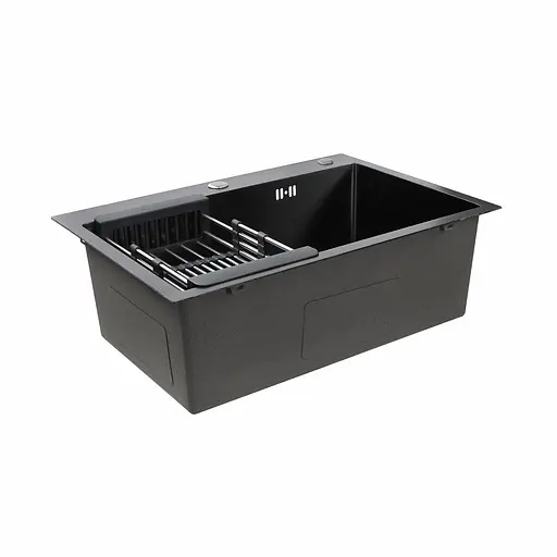 Кухонная мойка 65x45 PVD черная Platinum Handmade (сифон круглый, 3,0/0,8), Черный - фото 4