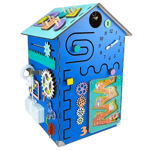 Развивающая игрушка Бизикуб "Дом" Temple Group TG200222 голубой, 55х30х30 см - фото 1