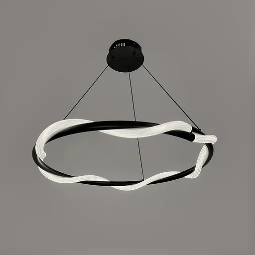 Люстра с черным кольцом и оплетенным неоном Ø 80 см | Ст. JU 25-800 BK | Line F - фото 2