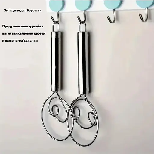 Датский венчик для смешивания теста из нержавеющей стали 19 см, Kitchen Master Серебристый 86922 - фото 3