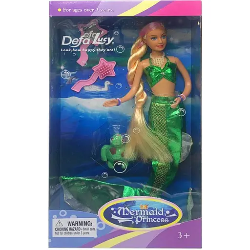 Детская кукла Русалка Bambi 20983 меняет цвет волос Зеленый - фото 1