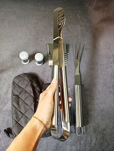 Набор для гриля и барбекю: 3 больших аксессуара - Для любителей BBQ - из нержавеющей стали с фартуком 2306 - фото 5