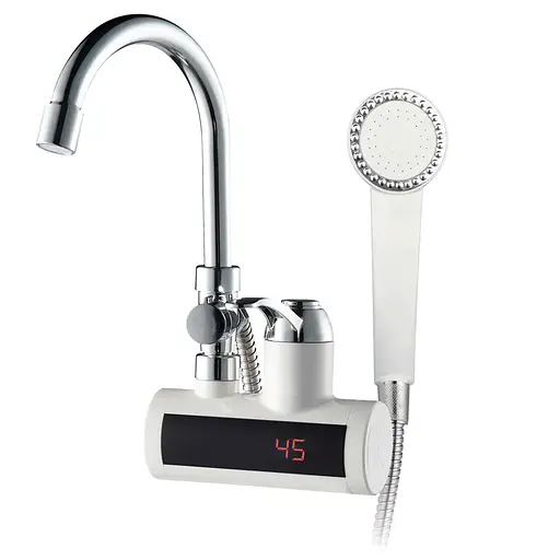 Водонагрівач Zerix ELW22-EW 3 kW проточний на стіну з лійкою та індикатором температури ZX4934 - фото 1