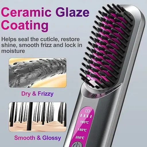 Акумуляторна щітка для випрямлення волосся Homelylife LM-683 - фото 3