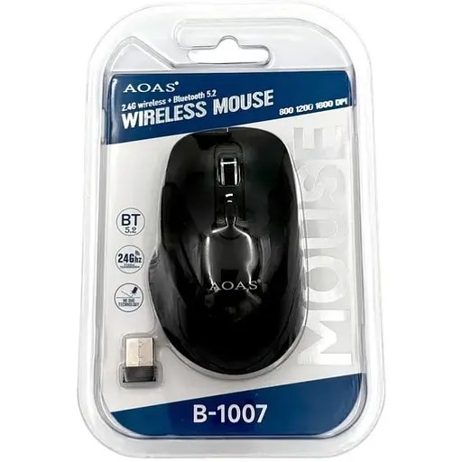 Миша безпровідна AOAS B-1007 /BT5.2/2.4Ghz/1600dpi/ - фото 1