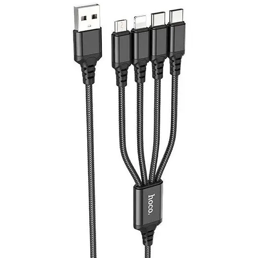 USB Кабель Hoco X76 4 в 1 Type-C x 2 + iP + Micro 1 м