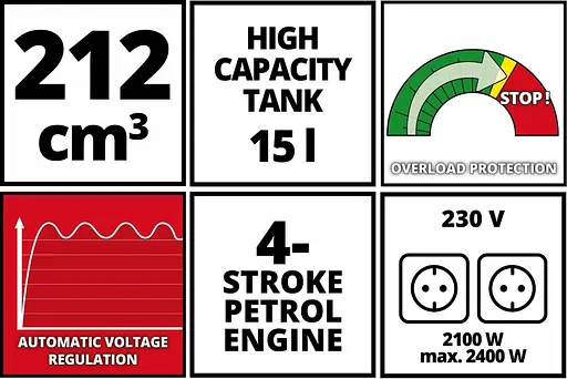 Генератор Синхронний Einhell TC-PG 25/1/E5 2.4kW / 2100 Вт / Бензин (4152600) - фото 5
