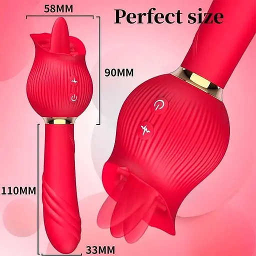Двусторонний вибратор для женщин из силикона 24 режима вибрации 11 см красный - фото 3