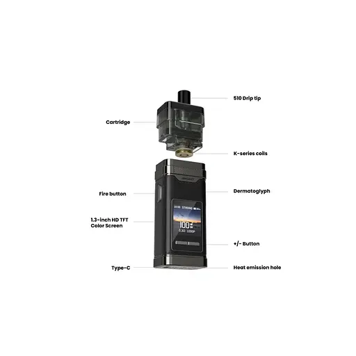 Под-система Smoant Pasito 3 100W Pod 2800mAh 7ml електронна сигарета Kit Matte Black (18829) - фото 3