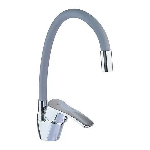 Змішувач для кухні Zerix YUB 279 із сірим гнучким виливом ZX4654 Хром - фото 1