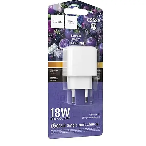 Сетевая зарядка Hoco CS52A Surplus QC3.0 18W White - фото 2